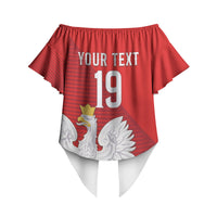 Custom Poland Football Off Shoulder Wrap Waist Top Go Bialo-Czerwoni Champions Red