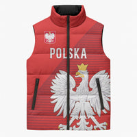 Custom Poland Football Sleeveless Puffer Jacket Go Bialo-Czerwoni Champions Red