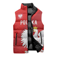 Custom Poland Football Sleeveless Puffer Jacket Go Bialo-Czerwoni Champions Red