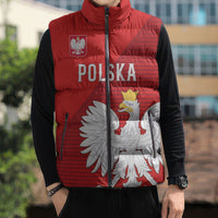 Custom Poland Football Sleeveless Puffer Jacket Go Bialo-Czerwoni Champions Red