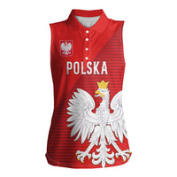 Custom Poland Football Women Sleeveless Polo Shirt Go Bialo-Czerwoni Champions Red