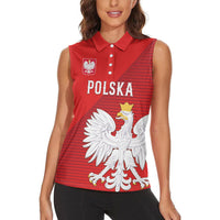 Custom Poland Football Women Sleeveless Polo Shirt Go Bialo-Czerwoni Champions Red
