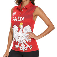 Custom Poland Football Women Sleeveless Polo Shirt Go Bialo-Czerwoni Champions Red
