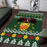 Glamorgan Wales Christmas Area Rug Cymru Dragon And Daffodil - Wonder Print Shop