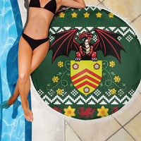 Glamorgan Wales Christmas Beach Blanket Cymru Dragon And Daffodil - Wonder Print Shop