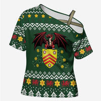 Glamorgan Wales Christmas Cross Shoulder Shirt Cymru Dragon And Daffodil - Wonder Print Shop