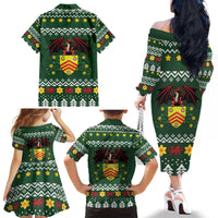 Glamorgan Wales Christmas Family Matching Off The Shoulder Long Sleeve Dress and Hawaiian Shirt Cymru Dragon And Daffodil - Wonder Print Shop