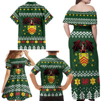 Glamorgan Wales Christmas Family Matching Off Shoulder Maxi Dress and Hawaiian Shirt Cymru Dragon And Daffodil - Wonder Print Shop