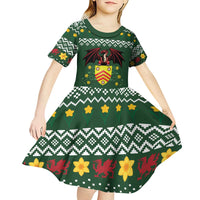 Glamorgan Wales Christmas Kid Short Sleeve Dress Cymru Dragon And Daffodil - Wonder Print Shop