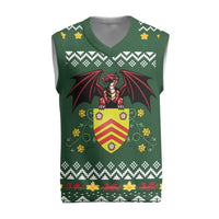 Glamorgan Wales Christmas Knitted V-Neck Vest Cymru Dragon And Daffodil - Wonder Print Shop