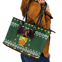 Glamorgan Wales Christmas Leather Tote Bag Cymru Dragon And Daffodil - Wonder Print Shop