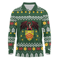 Glamorgan Wales Christmas Long Sleeve Polo Shirt Cymru Dragon And Daffodil - Wonder Print Shop
