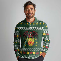 Glamorgan Wales Christmas Long Sleeve Polo Shirt Cymru Dragon And Daffodil - Wonder Print Shop