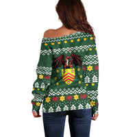 Glamorgan Wales Christmas Off Shoulder Sweater Cymru Dragon And Daffodil - Wonder Print Shop