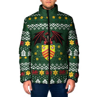 Glamorgan Wales Christmas Padded Jacket Cymru Dragon And Daffodil - Wonder Print Shop