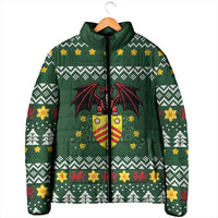 Glamorgan Wales Christmas Padded Jacket Cymru Dragon And Daffodil - Wonder Print Shop