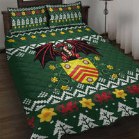 Glamorgan Wales Christmas Quilt Bed Set Cymru Dragon And Daffodil - Wonder Print Shop