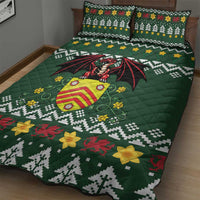 Glamorgan Wales Christmas Quilt Bed Set Cymru Dragon And Daffodil - Wonder Print Shop