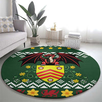Glamorgan Wales Christmas Round Carpet Cymru Dragon And Daffodil - Wonder Print Shop