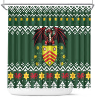 Glamorgan Wales Christmas Shower Curtain Cymru Dragon And Daffodil - Wonder Print Shop