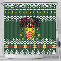 Glamorgan Wales Christmas Shower Curtain Cymru Dragon And Daffodil - Wonder Print Shop