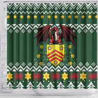 Glamorgan Wales Christmas Shower Curtain Cymru Dragon And Daffodil - Wonder Print Shop