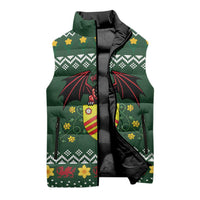 Glamorgan Wales Christmas Sleeveless Puffer Jacket Cymru Dragon And Daffodil - Wonder Print Shop