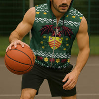 Glamorgan Wales Christmas Sleeveless Zip Hoodie Cymru Dragon And Daffodil - Wonder Print Shop