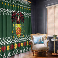 Glamorgan Wales Christmas Window Curtain Cymru Dragon And Daffodil - Wonder Print Shop