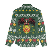 Glamorgan Wales Christmas Women Casual Shirt Cymru Dragon And Daffodil - Wonder Print Shop