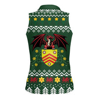 Glamorgan Wales Christmas Women Sleeveless Polo Shirt Cymru Dragon And Daffodil - Wonder Print Shop
