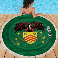 Personalized Glamorgan Wales Beach Blanket Welsh Red Dragon And Daffodil - Wonder Print Shop