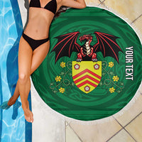 Personalized Glamorgan Wales Beach Blanket Welsh Red Dragon And Daffodil - Wonder Print Shop