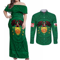 Personalized Glamorgan Wales Couples Matching Off Shoulder Maxi Dress and Long Sleeve Button Shirt Welsh Red Dragon And Daffodil - Wonder Print Shop