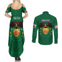 Personalized Glamorgan Wales Couples Matching Summer Maxi Dress and Long Sleeve Button Shirt Welsh Red Dragon And Daffodil - Wonder Print Shop