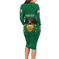 Personalized Glamorgan Wales Family Matching Long Sleeve Bodycon Dress and Hawaiian Shirt Welsh Red Dragon And Daffodil - Wonder Print Shop