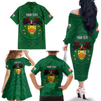 Personalized Glamorgan Wales Family Matching Off The Shoulder Long Sleeve Dress and Hawaiian Shirt Welsh Red Dragon And Daffodil - Wonder Print Shop