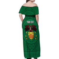 Personalized Glamorgan Wales Family Matching Off Shoulder Maxi Dress and Hawaiian Shirt Welsh Red Dragon And Daffodil - Wonder Print Shop