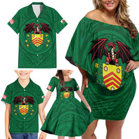Personalized Glamorgan Wales Family Matching Off Shoulder Short Dress and Hawaiian Shirt Welsh Red Dragon And Daffodil - Wonder Print Shop