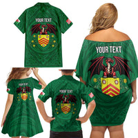 Personalized Glamorgan Wales Family Matching Off Shoulder Short Dress and Hawaiian Shirt Welsh Red Dragon And Daffodil - Wonder Print Shop