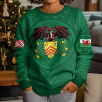 Personalized Glamorgan Wales Kid Ugly Christmas Sweater Welsh Red Dragon And Daffodil - Wonder Print Shop
