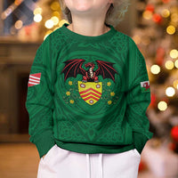 Personalized Glamorgan Wales Kid Ugly Christmas Sweater Welsh Red Dragon And Daffodil - Wonder Print Shop