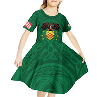 Personalized Glamorgan Wales Kid Short Sleeve Dress Welsh Red Dragon And Daffodil - Wonder Print Shop