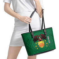 Personalized Glamorgan Wales Leather Tote Bag Welsh Red Dragon And Daffodil - Wonder Print Shop