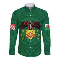 Personalized Glamorgan Wales Long Sleeve Button Shirt Welsh Red Dragon And Daffodil - Wonder Print Shop