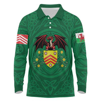 Personalized Glamorgan Wales Long Sleeve Polo Shirt Welsh Red Dragon And Daffodil - Wonder Print Shop