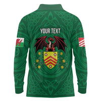 Personalized Glamorgan Wales Long Sleeve Polo Shirt Welsh Red Dragon And Daffodil - Wonder Print Shop