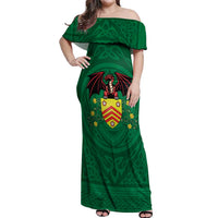 Personalized Glamorgan Wales Off Shoulder Maxi Dress Welsh Red Dragon And Daffodil - Wonder Print Shop