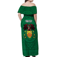 Personalized Glamorgan Wales Off Shoulder Maxi Dress Welsh Red Dragon And Daffodil - Wonder Print Shop
