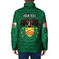 Personalized Glamorgan Wales Padded Jacket Welsh Red Dragon And Daffodil - Wonder Print Shop